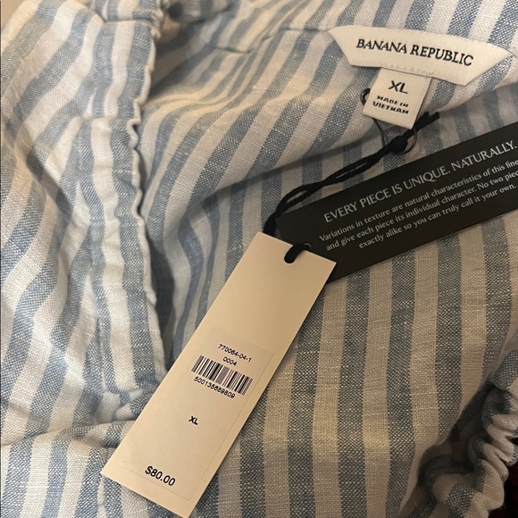 Banana Republic Linen Striped Blue and White Women's Top size XL - Picture 4 of 4